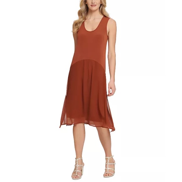 DKNY Assemytrical Sleeveless Midi Dress Small - Picture 2 of 9